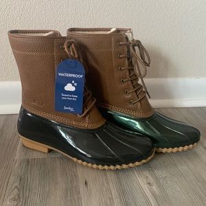 JBU Duck Boots/ Rain Boots 10 Maple Wood